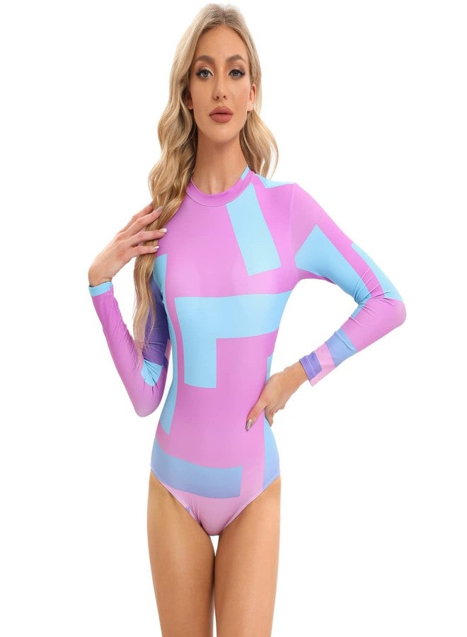 AWIBMK Womens Muslim Swimsuits Long Sleeve Tie Dye Top Swim Pants with Long Sarong Cover up Wrap Skirt Full Coverage Swimwear Modest Islamic Ladies Swimming Burkini Bathing Suit Blue + Rose 4PCS Large - Image 4